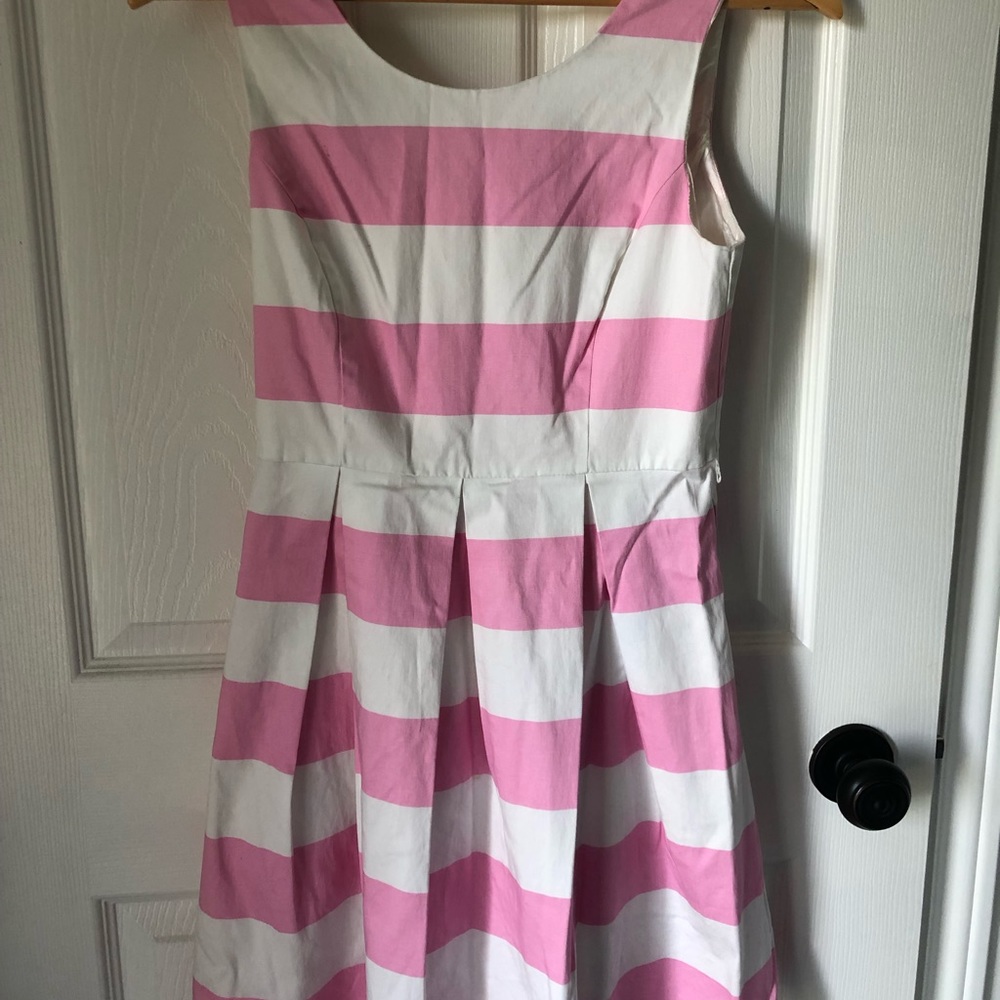 Pink and white striped summer dress